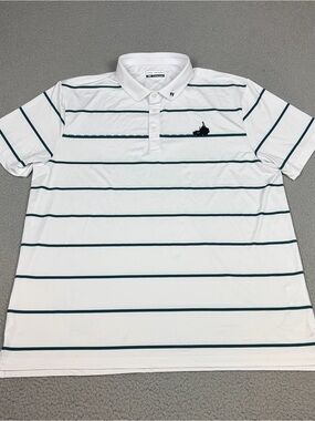 Fore Fathers Golf Polo Mens 2XL White with Black Stripes Stretch Performance